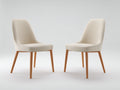 Silla de comedor tapizada 52x58x86 cm - Beige-Madera natural - Juego de 2 unidades con respaldo envolvente y patas inclinadas para comedor