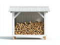 Leñero de jardín de madera 170x70x180 cm - Blanco-Gris - Estructura elevada con tejado inclinado de metal para almacenamiento exterior