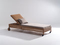 Tumbonas de ratán sintético 203x73x94 cm - Marrón-Gris - Respaldo reclinable con ruedas y superficie acolchada para jardín y terraza
