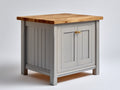 Aparador de madera 90x45x90 cm - Gris y marrón natural - 2 puertas y encimera superior