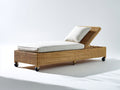 Tumbonas de ratán 200 x 75 x 95 cm - Marrón claro-Crema - Respaldo ajustable y ruedas para exterior