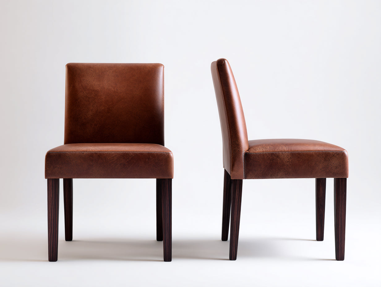 Silla de comedor tapizada de cuero sintético 55 x 60 x 82 cm - Color marrón - Diseño moderno y elegante para comedor