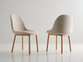 Silla de comedor tapizada 52 x 56 x 84 cm - Beige-Marrón claro - Juego de 2 con respaldo envolvente y patas de madera