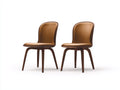 Silla de comedor tapizada 50 x 55 x 86 cm - Marrón claro-Marrón oscuro - Juego de 2 con respaldo curvo y patas de madera