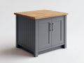Aparador de madera 90x50x95 cm - Gris-Madera natural - Diseño de 2 puertas con encimera amplia para comedor y cocina