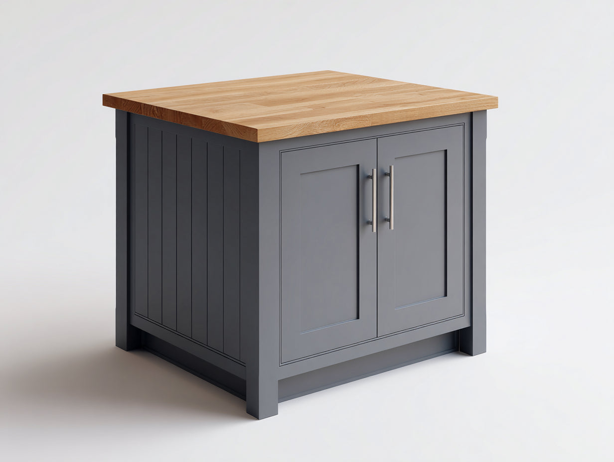Aparador de madera 90x50x95 cm - Gris-Madera natural - Diseño de 2 puertas con encimera amplia para comedor y cocina