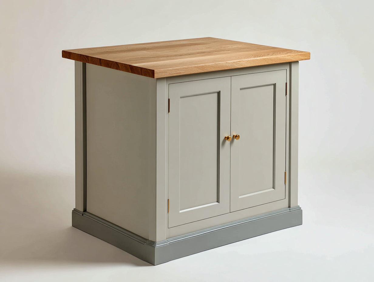 Aparador de madera 100 x 45 x 105 cm - Gris y marrón natural - Dos puertas y encimera amplia