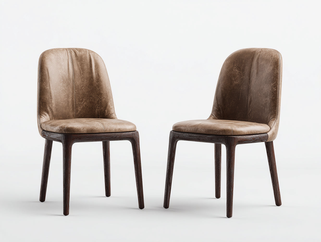 Silla de comedor tapizada 50x56x86 cm - Marrón-Madera oscura - Juego de 2 unidades con respaldo alto y asiento acolchado para comedor