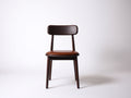 Silla de comedor de madera y piel sintética 48 x 52 x 82 cm - Marrón oscuro-Marrón - Respaldo curvo y diseño clásico