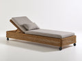 Tumbona de jardín de ratán 200x70x40 cm - Marrón y gris topo - Respaldo reclinable con ruedas