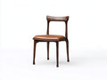 Silla de comedor de madera y piel sintética 48x53x84 cm - Marrón-Madera oscura - Asiento acolchado con respaldo abierto para comedor