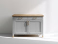 Aparador de madera 120x45x90 cm - Gris y marrón natural - 2 puertas y 2 cajones