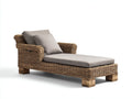 Tumbonas de ratán 200 x 80 x 95 cm - Marrón-Gris - Diseño envolvente con reposabrazos y patas de madera