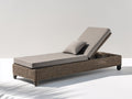Tumbona de jardín de ratán 200x72x42 cm - Marrón topo y gris - Respaldo reclinable con ruedas